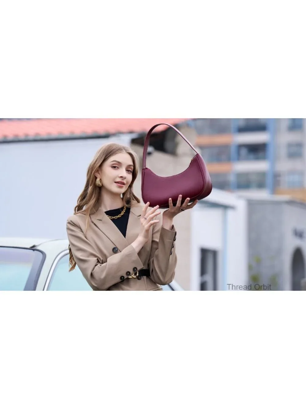 PU Leather Hobo Shoulder Bag Lightweight Tote Handbag Clutch Purse